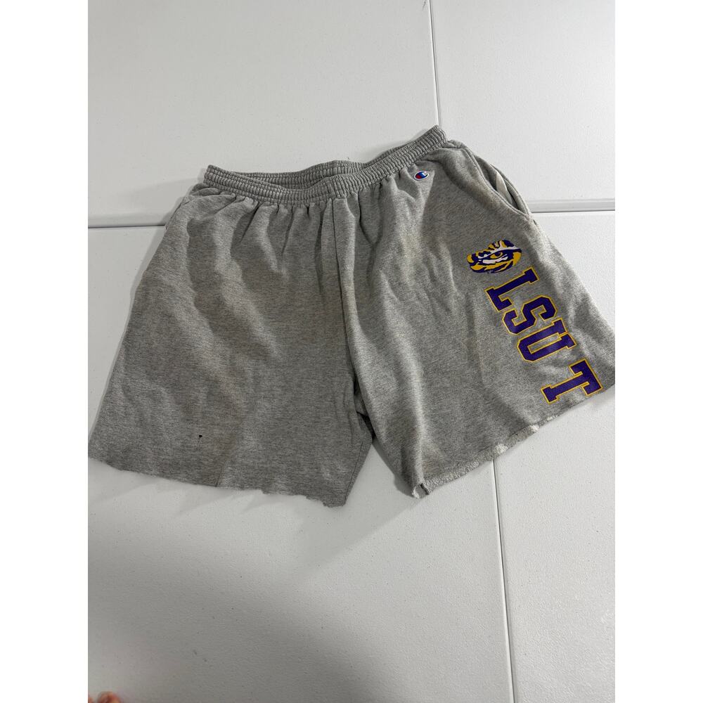 LSU Champion Sweatpants Gray Shorts Size XL Green